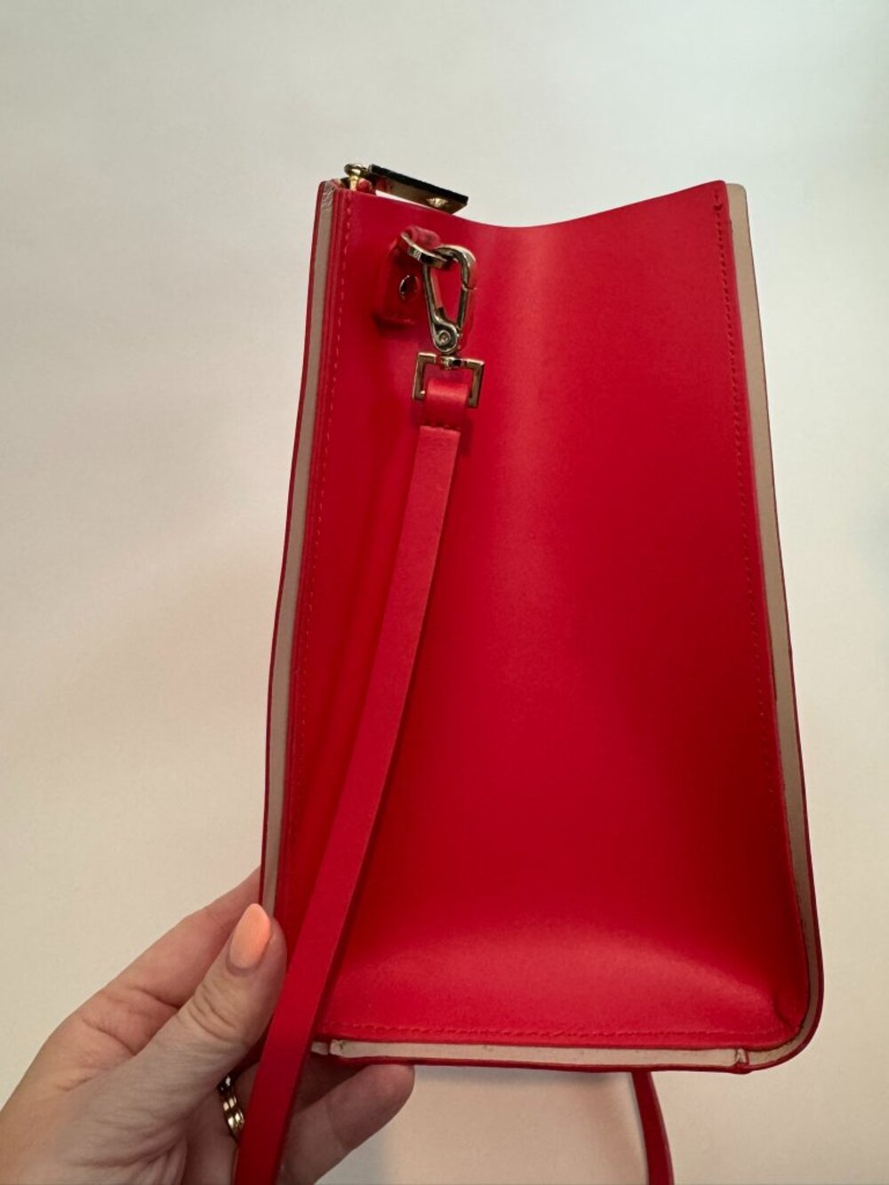 Kate Spade Geranium Red Smooth Leather Winged Shawn Satchel Crossbody Bag - Picture 5 of 5